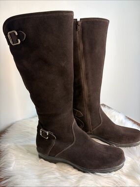 🇨🇦LA CANADIENNE Brown Suede "Tovah" Waterproof High Boots 7.5 M